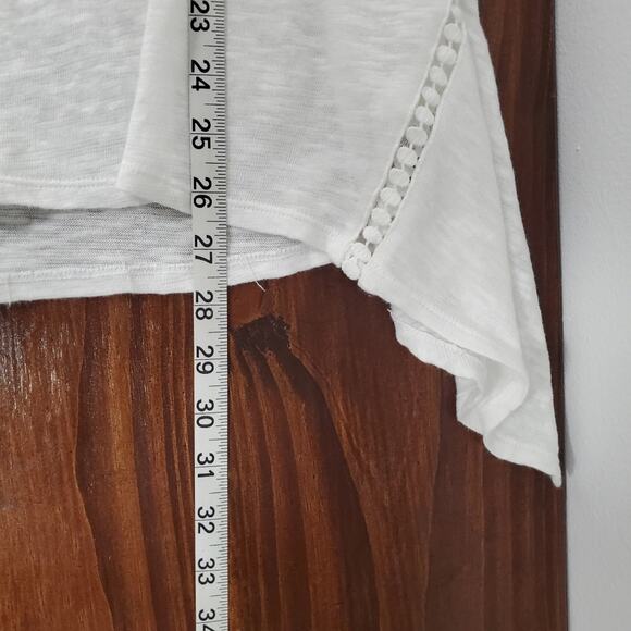 J. Jill Top Linen Blend Tunic Women's M White Asymmetric Hem Minimalist Coastal - Picture 9 of 11